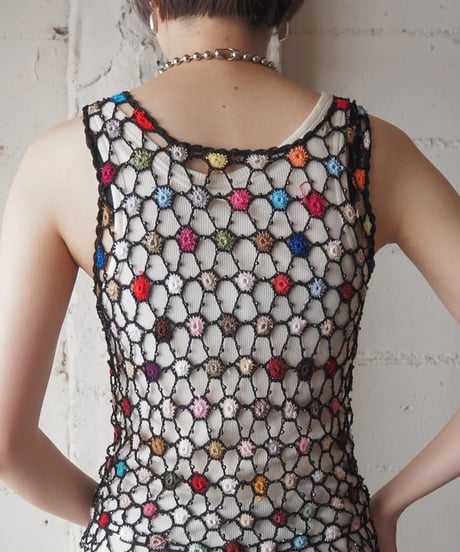 Colorful Crochet Sleeveless Tops BK