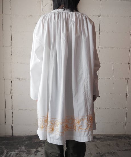 1950~60's Embroidery Hem Smock WHYE