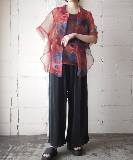 BENETTON Sheer Flower Shirt RE