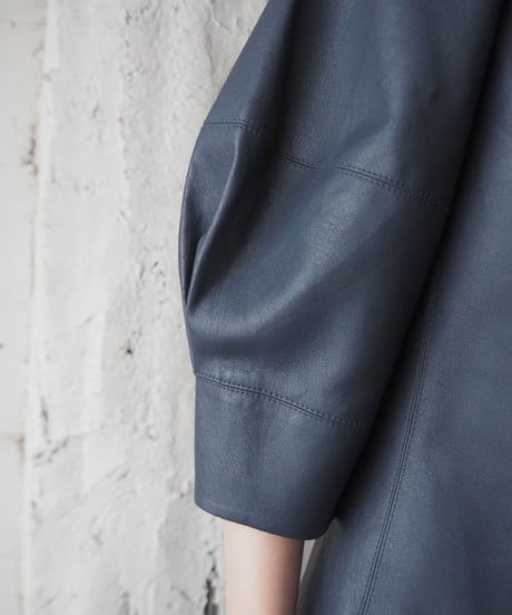 Lantern Sleeve Fake Leather Tops NV