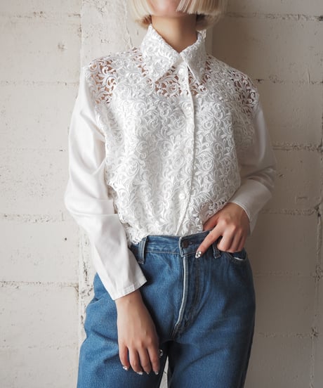 Botanical Pattern Embroidery Shirt WH