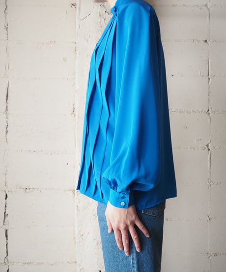 Stand Collar Pleated Blouse BL