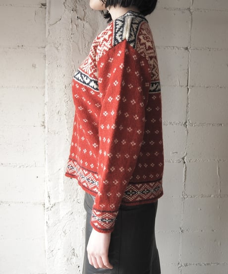 L.L.Bean Henley Neck Nordic Sweater REBK