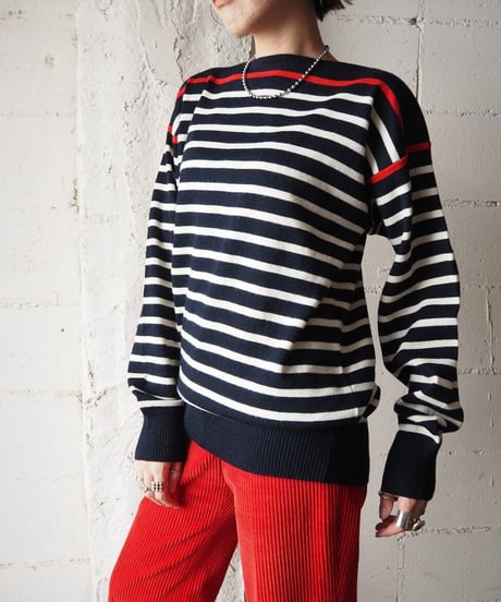 Boat Neck Border Knit WHBKRE