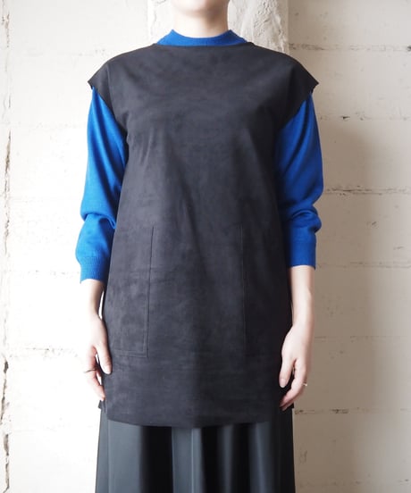 Fake Suede French Sleeve Vest BK