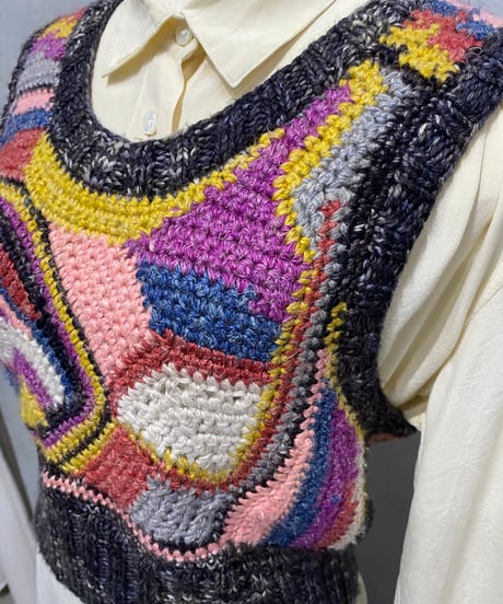 sea New York Colorful Pattern Cropped Knit Vest GR
