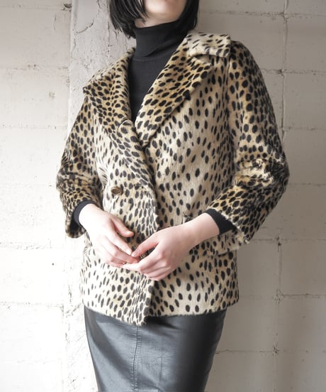 1950-60's Vintage Woolf Brothers Leopard Fake Fur Jacket BEBK