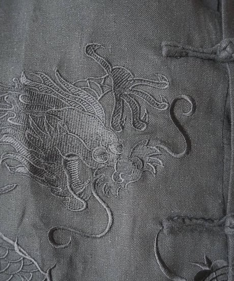 Dragon Embroidery Satin Cuff China Shirt BK