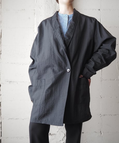 Shawl Collar Nylon Jacket BK