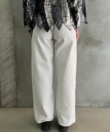 White Wide Denim Pants WH