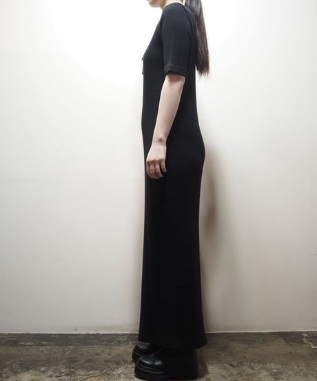 LAUREN Lace Up Rib Cutsewn Dress BK