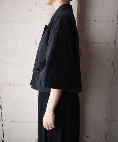 Big Button Nylon Short Jacket BK