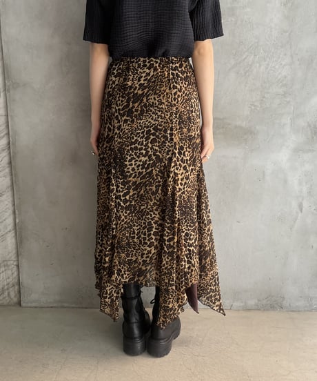 Leopard Pattern Hem Design Skirt BRBK