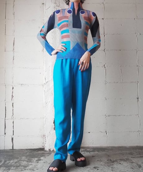 me Issey Miyake Pattern Pleats Tops GRY