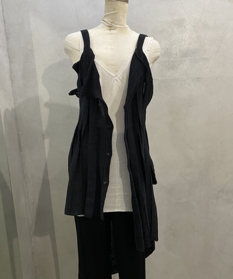 RAGNE KIKAS for Yohji Yamamoto Random Hem Design Rib Knit Tank BK