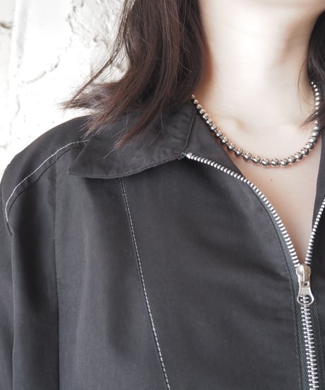 Stitch Design Zipup Shirt BK