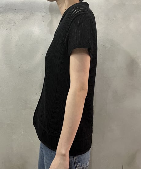 Knit Short Sleeve Polo Shirt BK