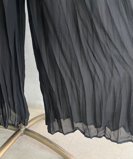 Washer Sheer Easy Wide Pants BK