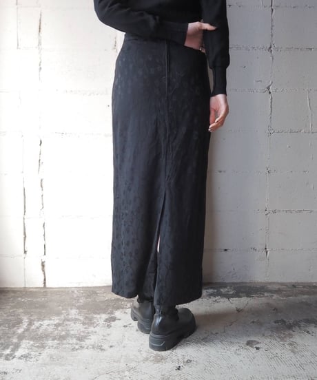 Shadow Flower Pattern Tight Skirt BK