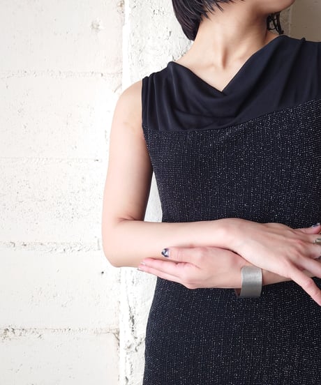 Glitter×Sheer Sleeveless Dress BK
