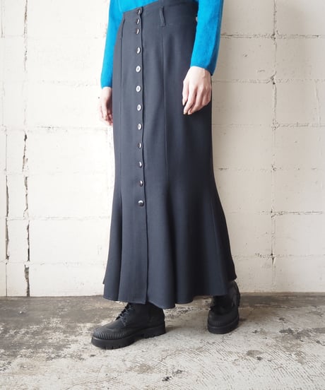 Front Button Mermaid Skirt BK
