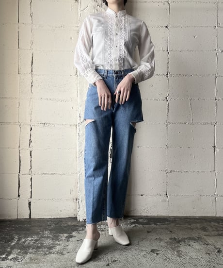 Tyrolean Stand  Collar Blouse WH