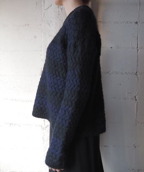 Border Design Mohair Mix Knit NVBK