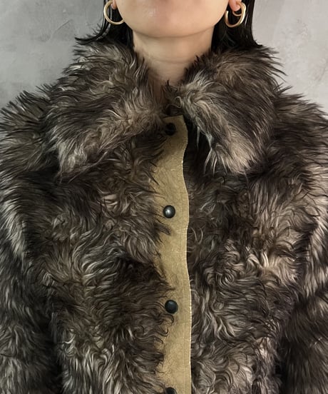 Snap Button Fake Fur Collar IVGR