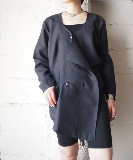 Collarless Asymmetry Design Jacket BK