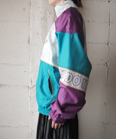 NIKE Stand Collar Tricolor Nylon Jacket PURGNWH