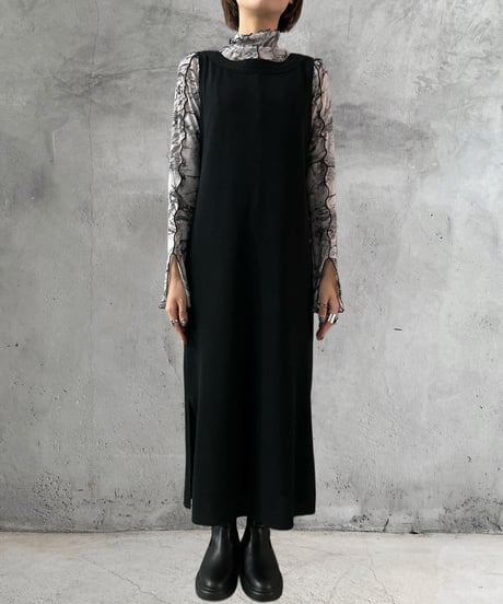 Neck Embroidery Sleeveless Dress BK