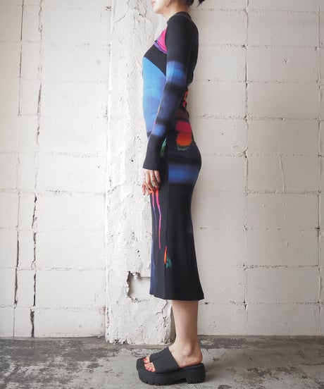 Desigual Neon Color Print Dress BK BL PI YE GN