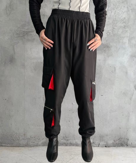 Silver Zip Nylon Cargo Pants BKRE