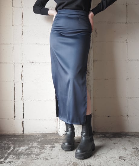1990's Deep Slit Satin Tight Skirt NV