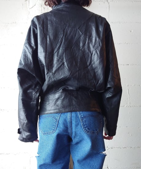 Dolman Sleeve Leather Riders Jacket BK