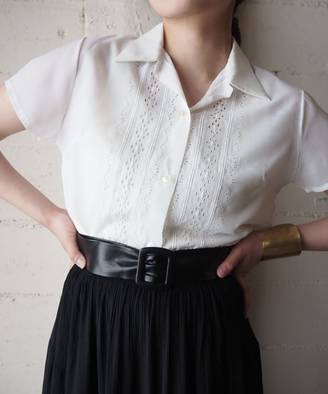 1960's Open Collar Cutwork Shirt WH