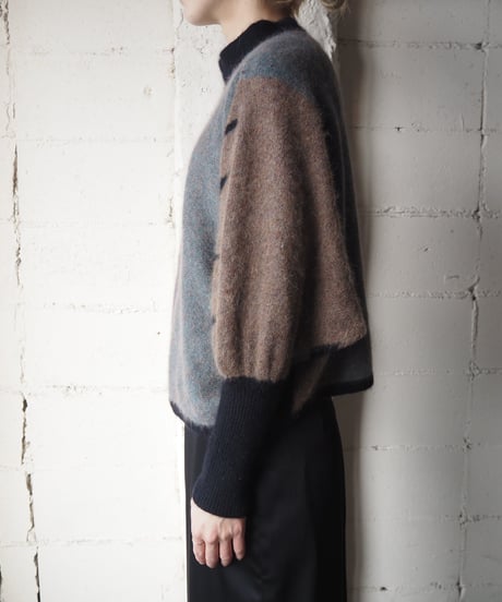 Assinmetric Design Dolman Sleeve Knit GRPURBK