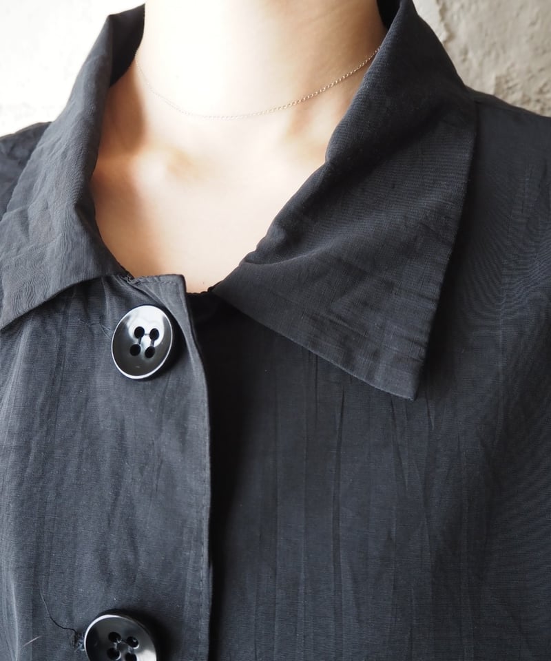 Big Button Nylon Short Jacket BK | Orfeo