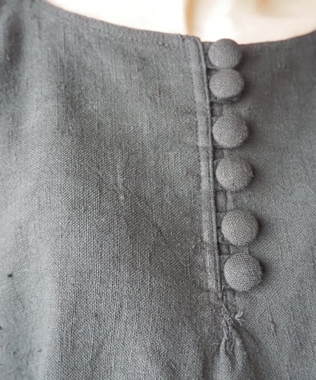 Many Button Short Linen Shirt BK
