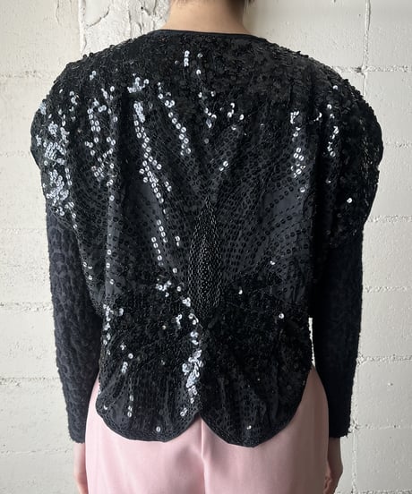 French Sleeve Sequin Tops BK