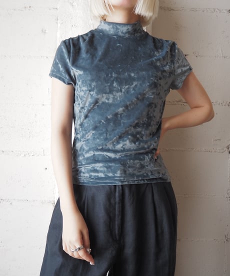 Crushed Velvet Mock Neck Top LBL