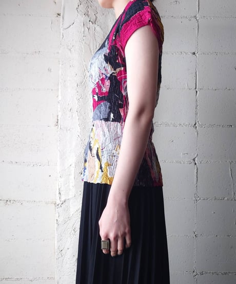 Pleated Lautrec Print Tops REGR