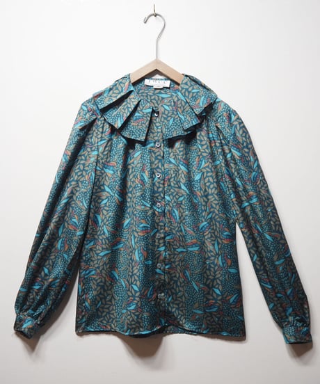 1970's Pleated Collar Pattern Blouse GN