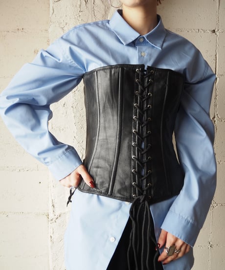 Lace Up Leather Corset BK