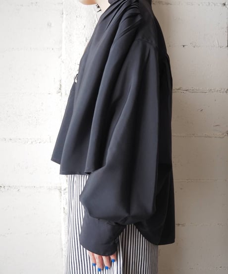 Lace Up Back Tuck Blouse BK