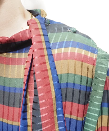 Boe Tie Volume Sleeve Stripe Dress BKRE