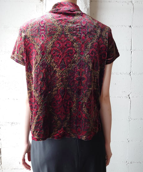 Paisley Pattern Velour China Shirt RE