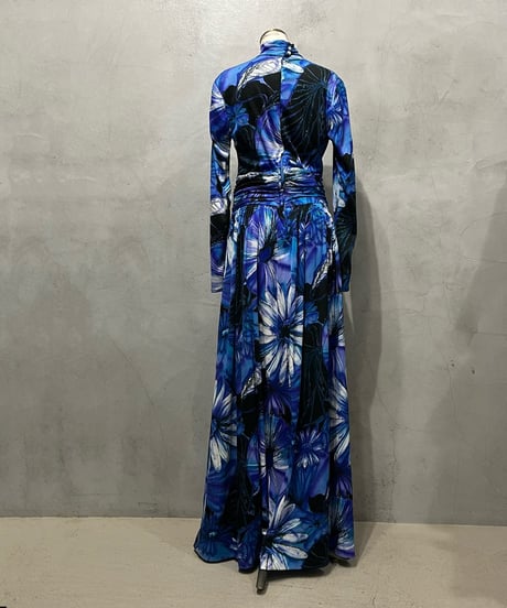 Stand Collar Flower Pattern Dress BLPUR