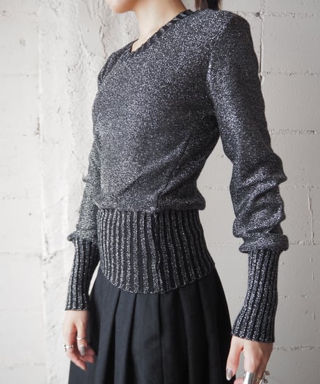 Long Rib Lame Knit BKSV