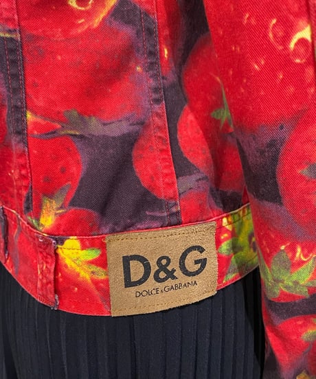DOLCE&GABBANA Strawberry Pattern Denim Jacket RE